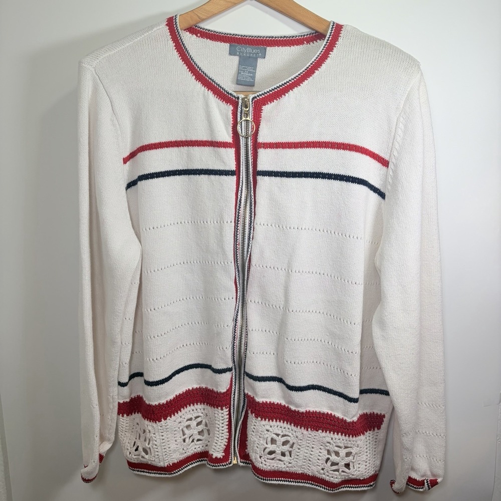 Vintage Koret Women's XL Cotton Jacket Patriotic America Grandma